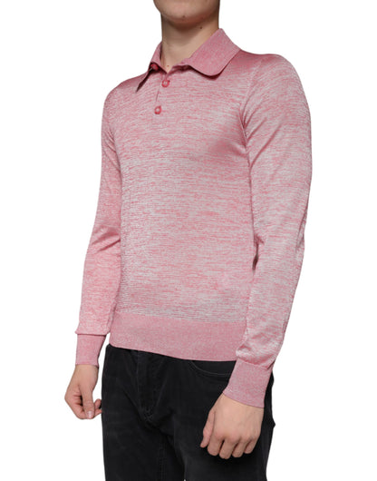 Dolce &amp; Gabbana roze polyester poloshirt met lange mouwen voor heren