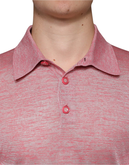 Dolce &amp; Gabbana roze polyester poloshirt met lange mouwen voor heren
