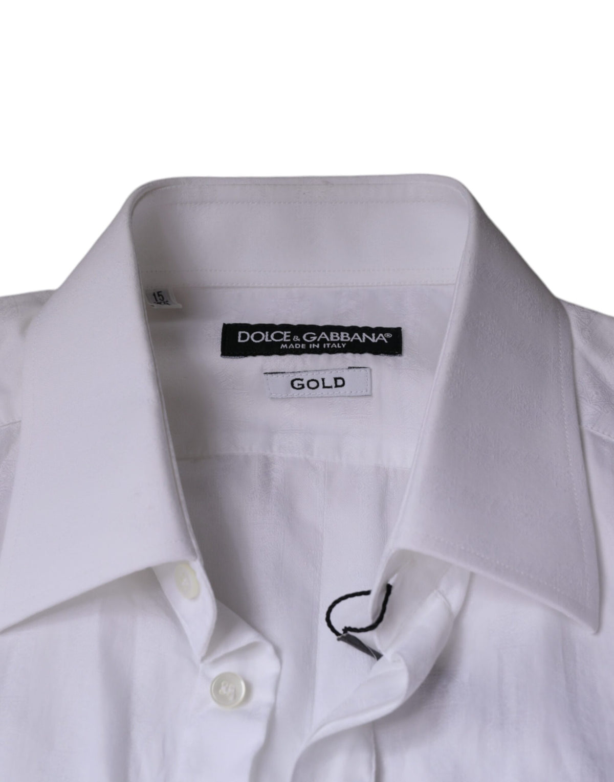 Chemise habillée formelle dorée en coton blanc pour homme Dolce &amp; Gabbana