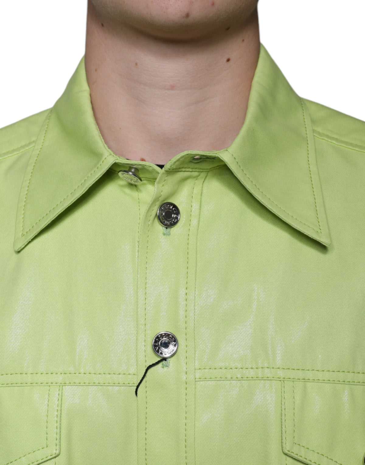 Chemise à manches longues pour homme en coton vert à col boutonné de Dolce &amp; Gabbana