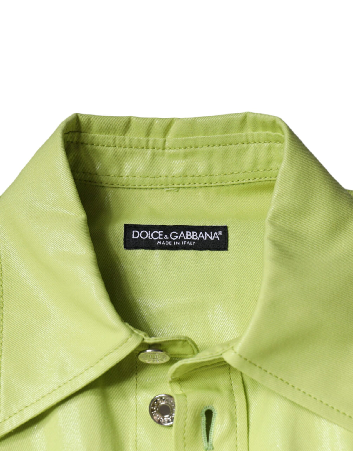 Chemise à manches longues pour homme en coton vert à col boutonné de Dolce &amp; Gabbana