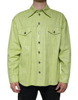 Chemise à manches longues pour homme en coton vert à col boutonné de Dolce &amp; Gabbana