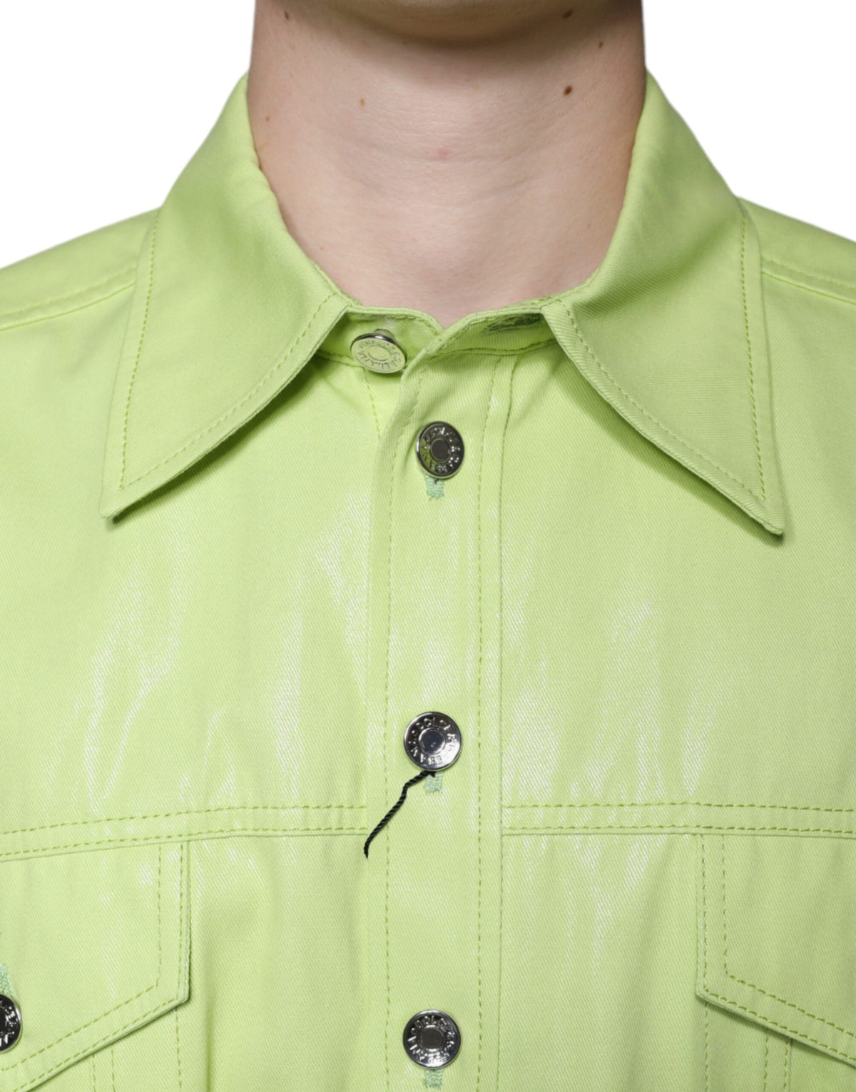 Chemise à manches longues pour homme en coton vert à col boutonné de Dolce &amp; Gabbana