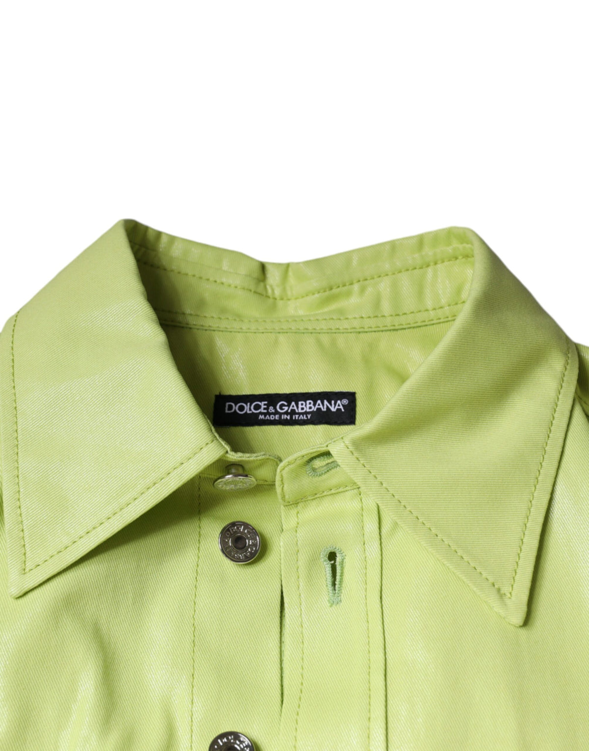 Chemise à manches longues pour homme en coton vert à col boutonné de Dolce &amp; Gabbana