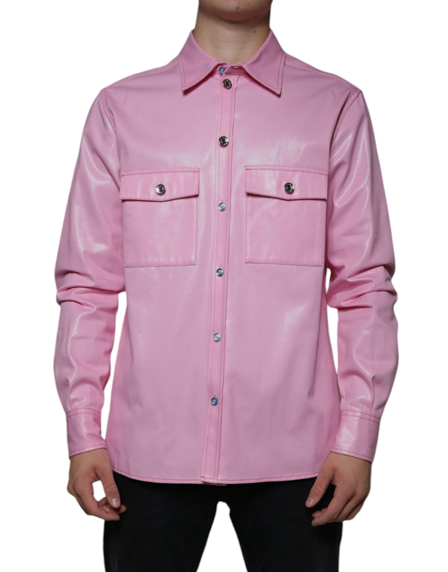 Chemise à col boutonné en coton rose de Dolce &amp; Gabbana