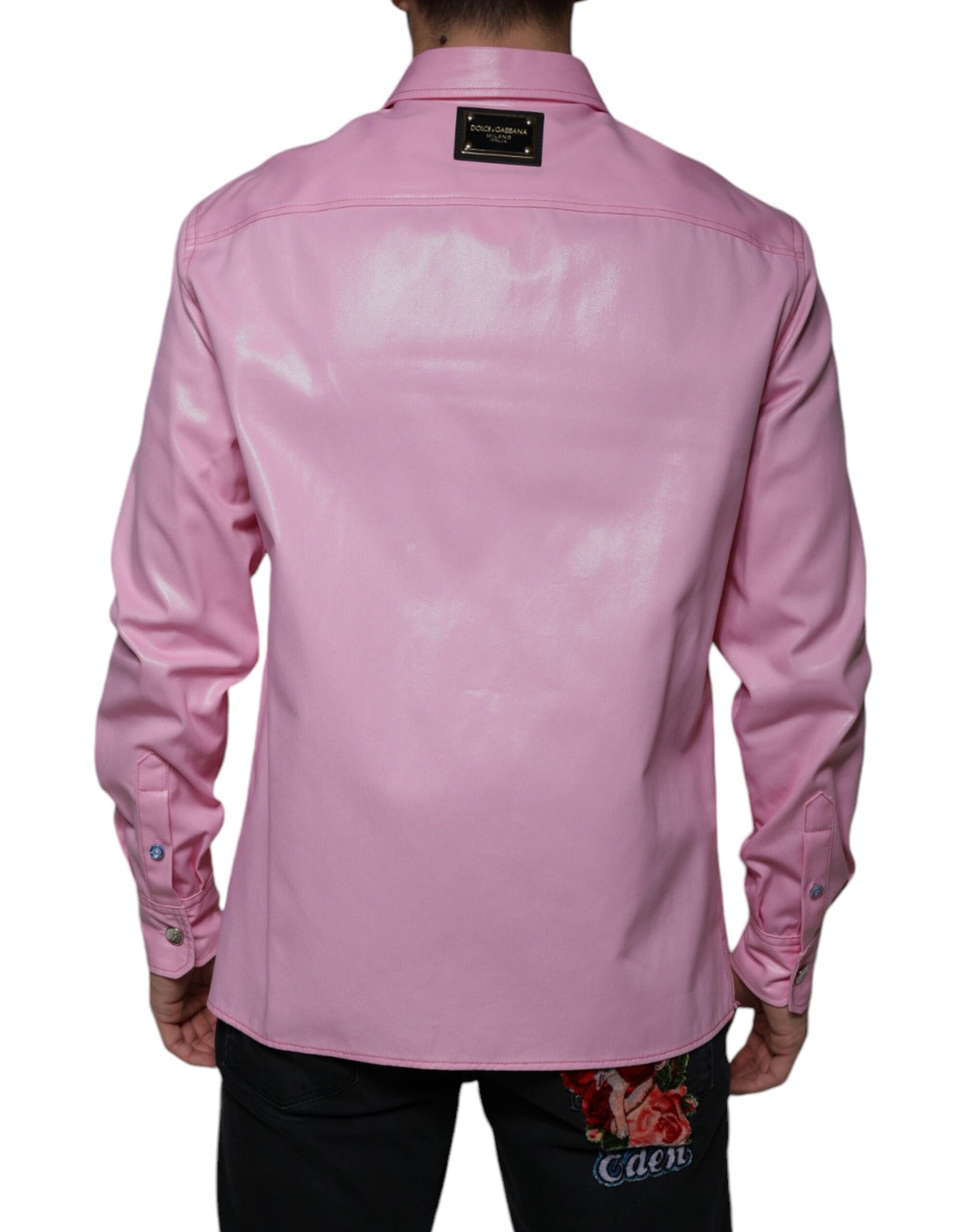 Chemise à col boutonné en coton rose de Dolce &amp; Gabbana