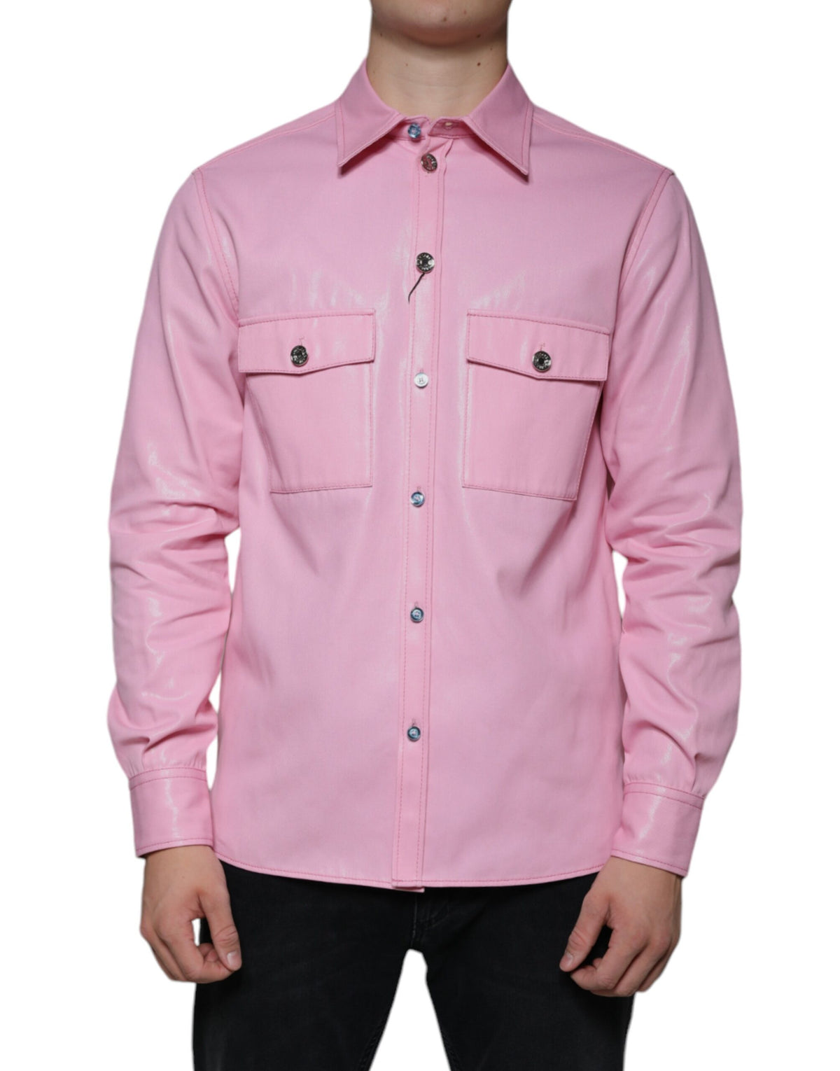 Chemise à col boutonné en coton rose de Dolce &amp; Gabbana