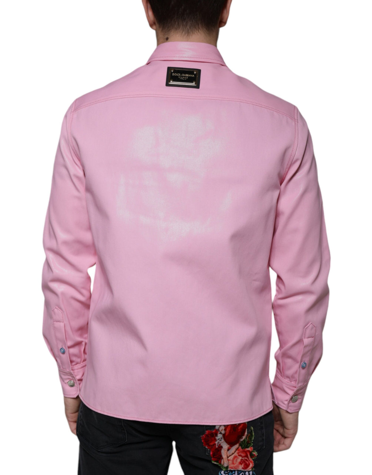 Chemise à col boutonné en coton rose de Dolce &amp; Gabbana