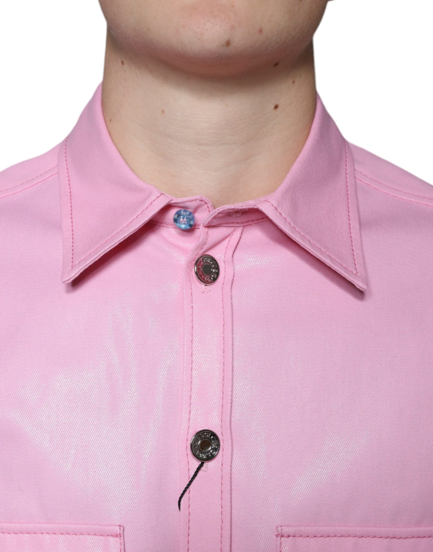 Dolce &amp; Gabbana roze katoenen overhemd met kraag en knopen