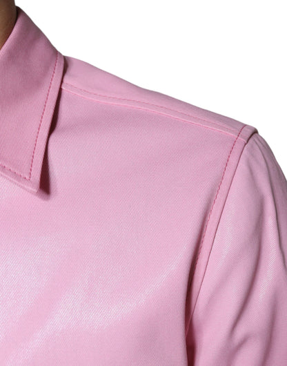 Dolce &amp; Gabbana roze katoenen overhemd met kraag en knopen