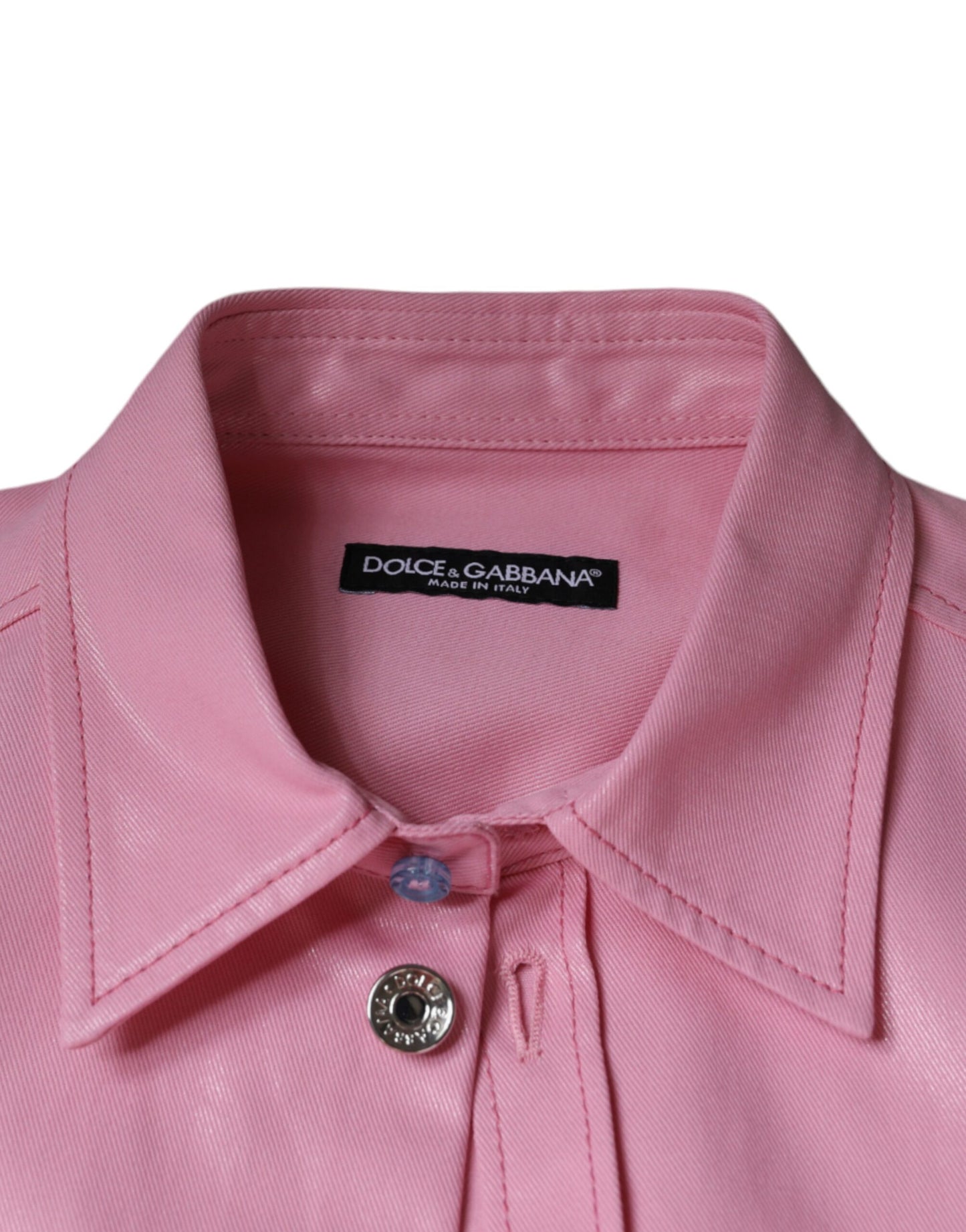 Dolce &amp; Gabbana roze katoenen overhemd met kraag en knopen