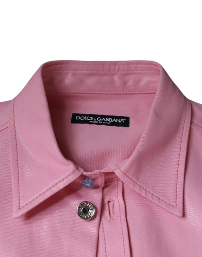 Dolce &amp; Gabbana roze katoenen overhemd met kraag en knopen