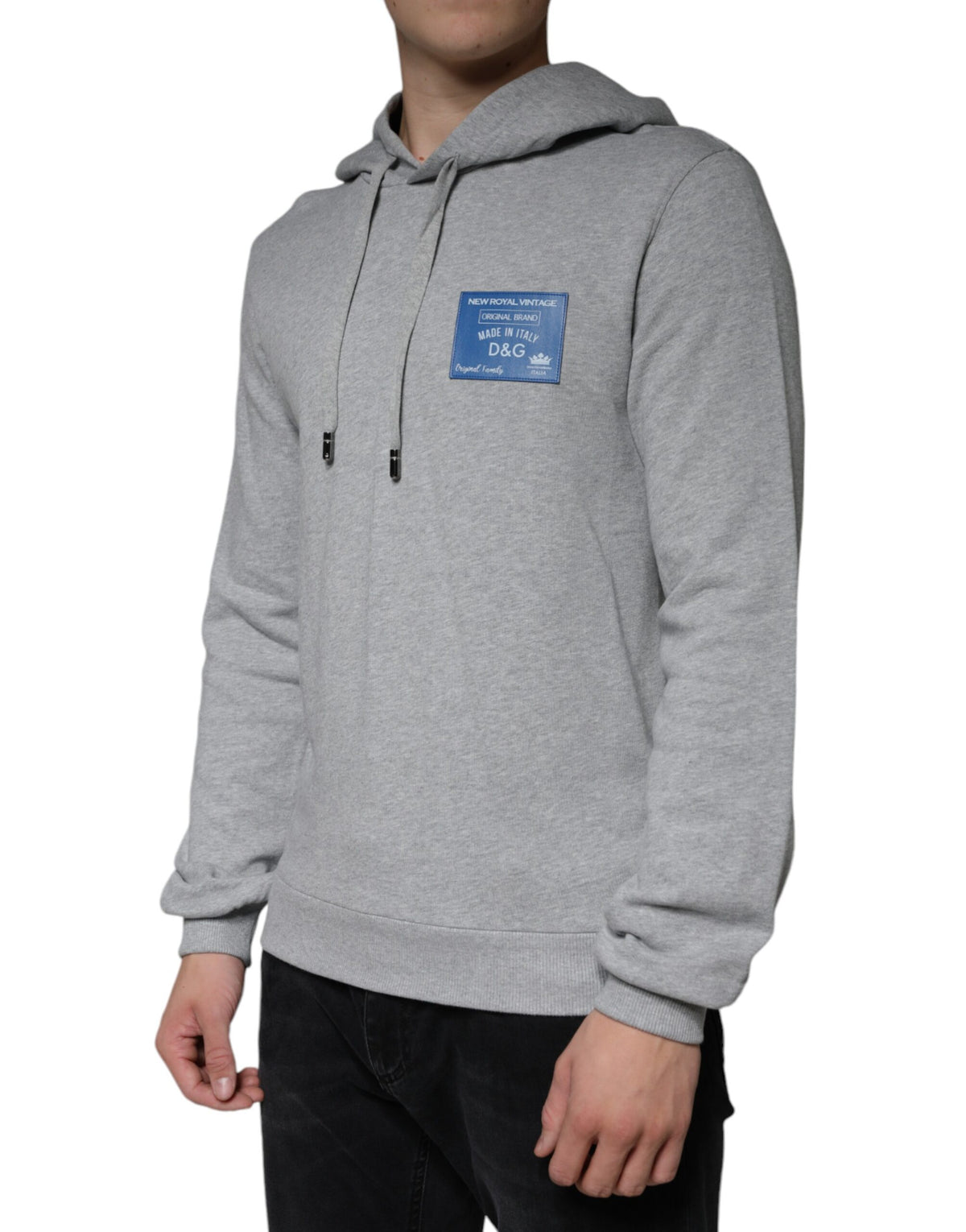 Sweat à capuche en coton gris avec logo Dolce &amp; Gabbana