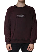 Pull en coton à col rond pour homme, logo rouge bordeaux de Dolce &amp; Gabbana
