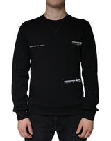 Pull en coton à col rond noir avec imprimé du logo Dolce &amp; Gabbana