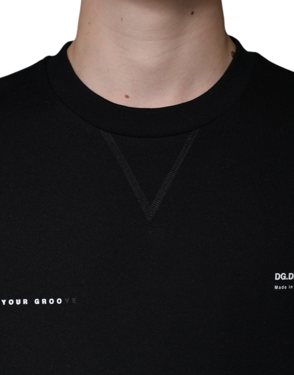 Pull en coton à col rond noir avec imprimé du logo Dolce &amp; Gabbana