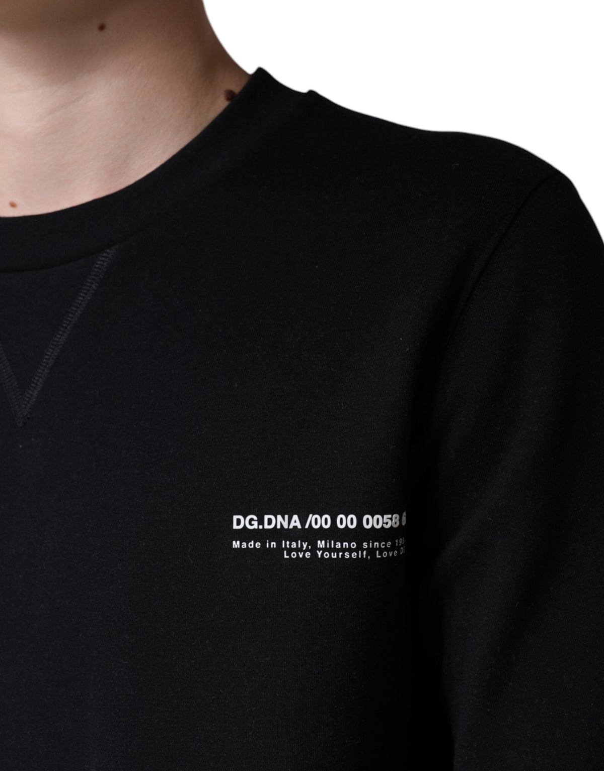 Pull en coton à col rond noir avec imprimé du logo Dolce &amp; Gabbana
