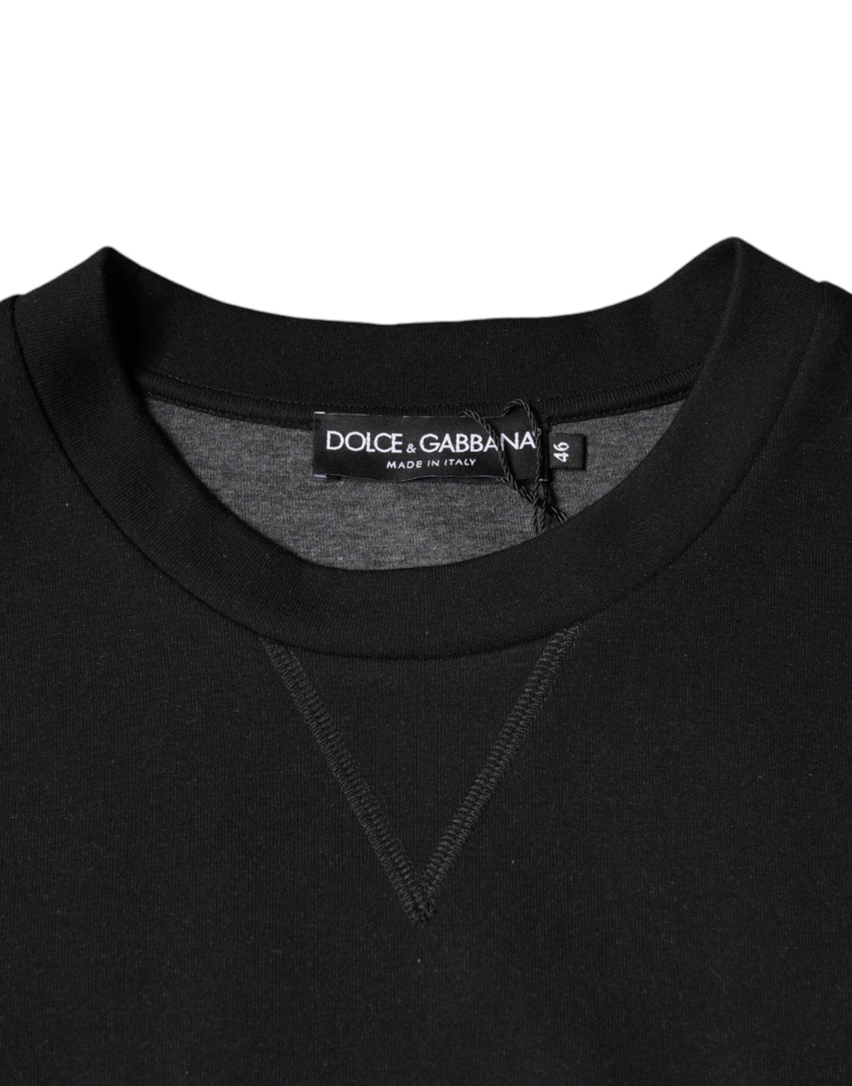 Pull en coton à col rond noir avec imprimé du logo Dolce &amp; Gabbana