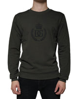 Pull en jersey à col rond avec couronne DG, vert armée, Dolce &amp; Gabbana