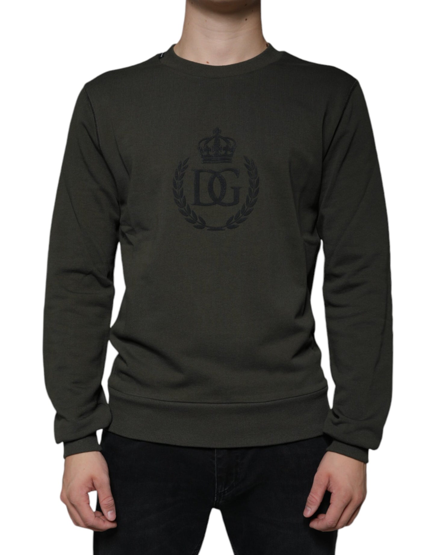 Dolce &amp; Gabbana legergroene crewneck-trui met DG-kroon
