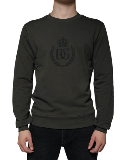 Dolce &amp; Gabbana legergroene crewneck-trui met DG-kroon