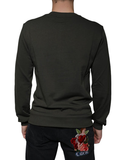 Dolce &amp; Gabbana legergroene crewneck-trui met DG-kroon