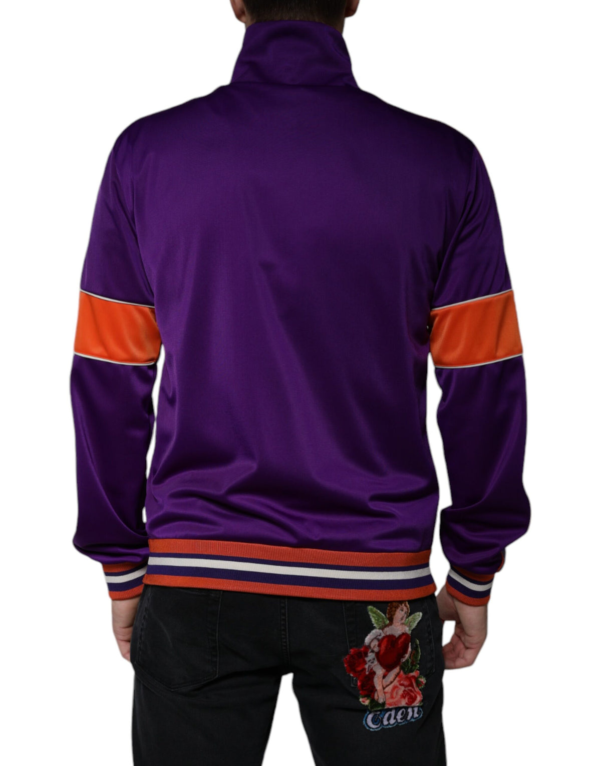 Pull violet en polyester à manches longues et fermeture éclair intégrale de Dolce &amp; Gabbana