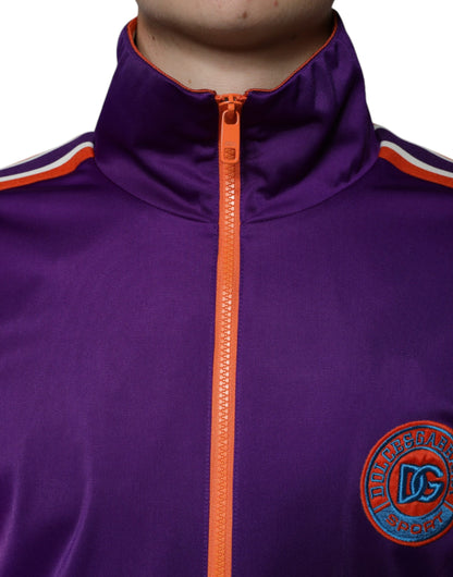 Pull violet en polyester à manches longues et fermeture éclair intégrale de Dolce &amp; Gabbana