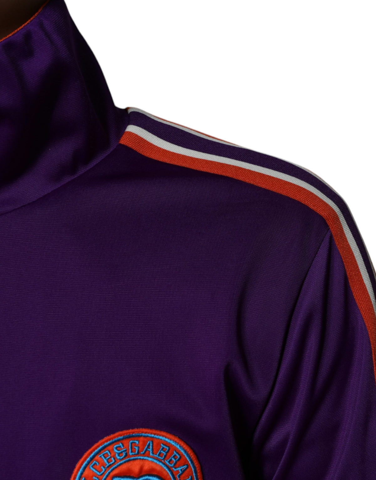 Pull violet en polyester à manches longues et fermeture éclair intégrale de Dolce &amp; Gabbana