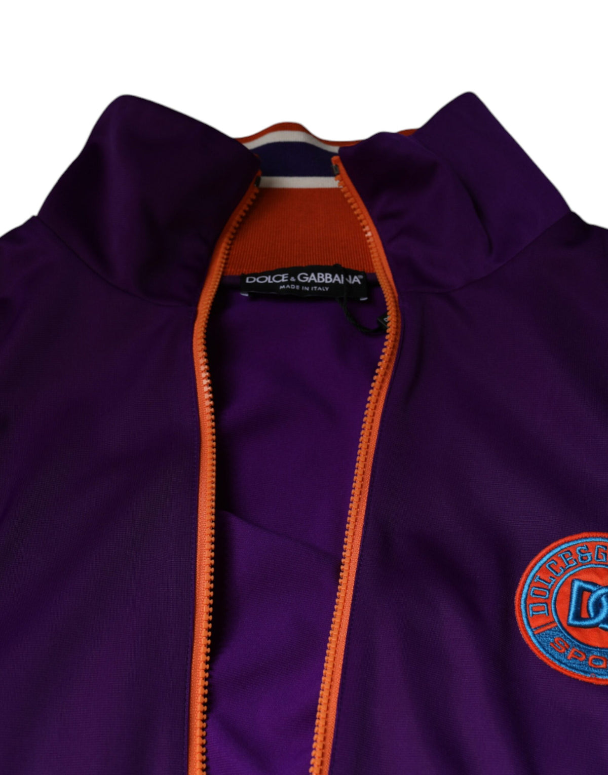Pull violet en polyester à manches longues et fermeture éclair intégrale de Dolce &amp; Gabbana