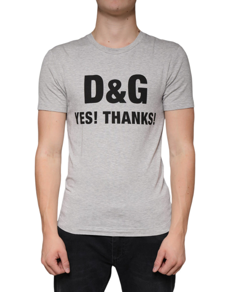 Dolce &amp; Gabbana grijs T-shirt met logo print, ronde hals en korte mouwen