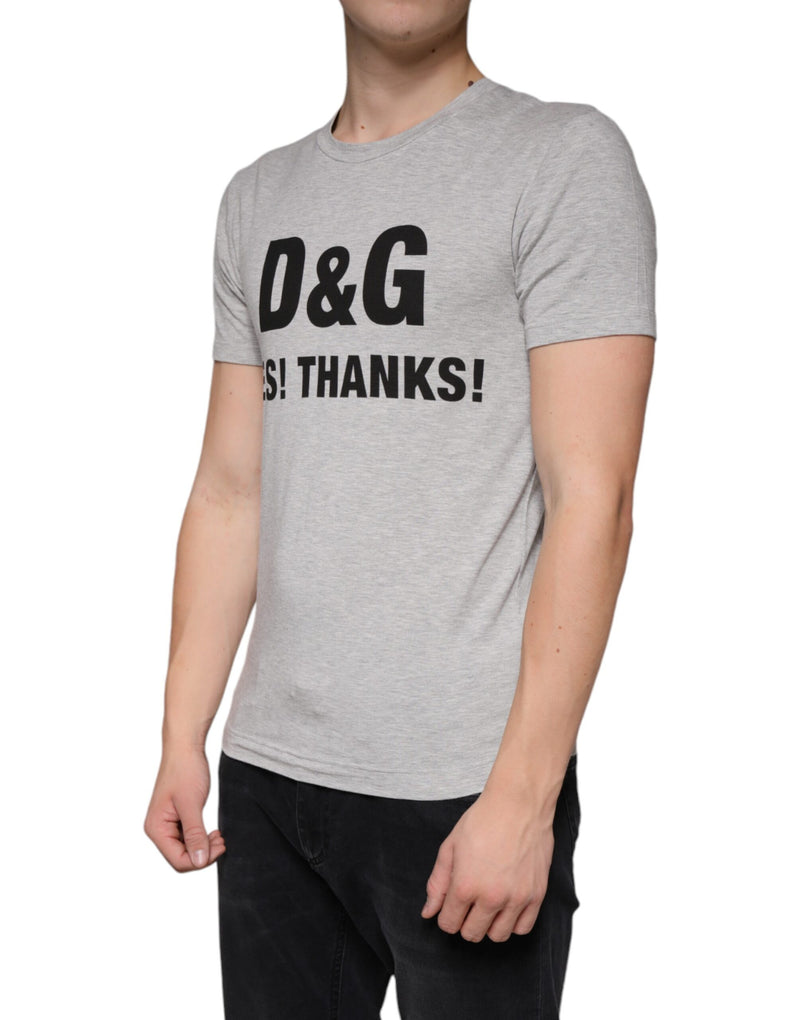 Dolce &amp; Gabbana grijs T-shirt met logo print, ronde hals en korte mouwen
