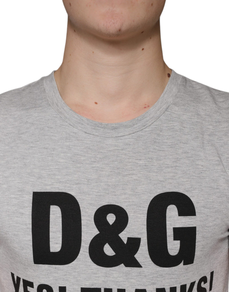 Dolce &amp; Gabbana grijs T-shirt met logo print, ronde hals en korte mouwen