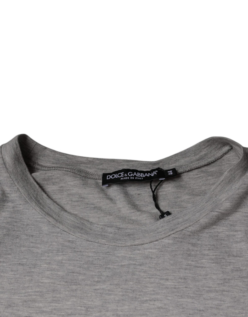Dolce &amp; Gabbana grijs T-shirt met logo print, ronde hals en korte mouwen