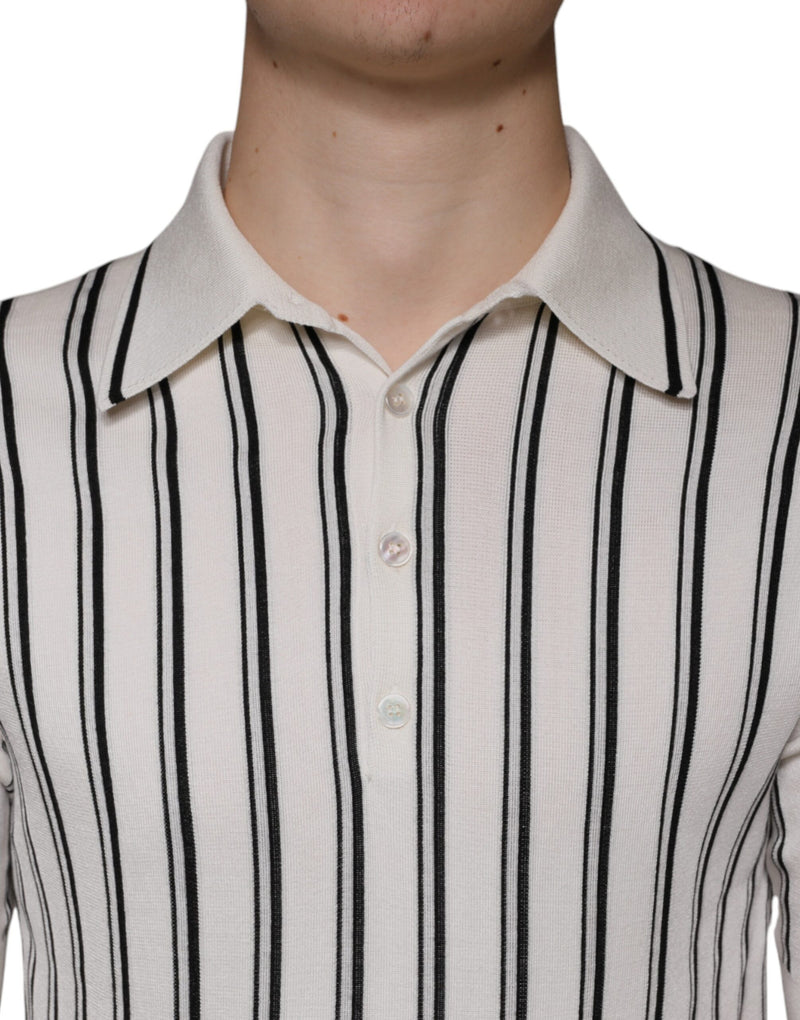 Dolce &amp; Gabbana wit-zwart gestreept polo-shirt met korte mouwen