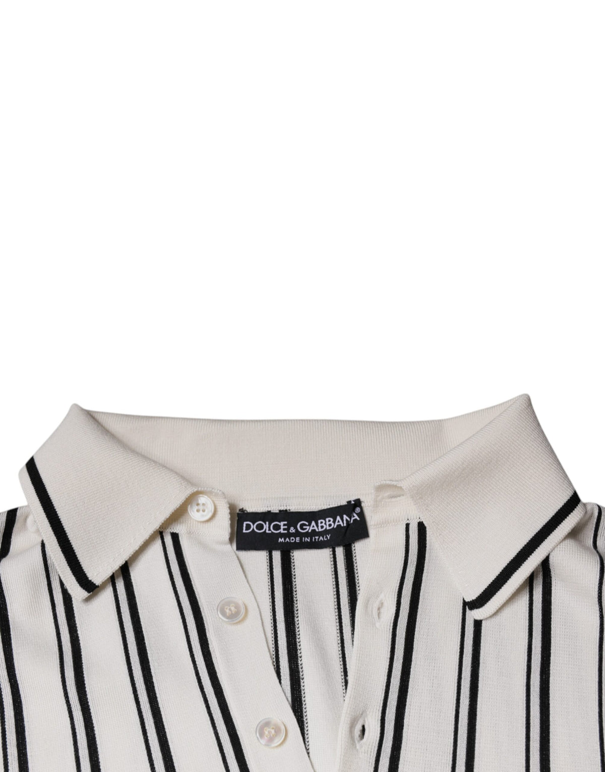 T-shirt polo à manches courtes rayé blanc et noir Dolce &amp; Gabbana