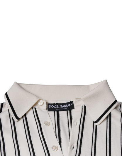 Dolce &amp; Gabbana wit-zwart gestreept polo-shirt met korte mouwen
