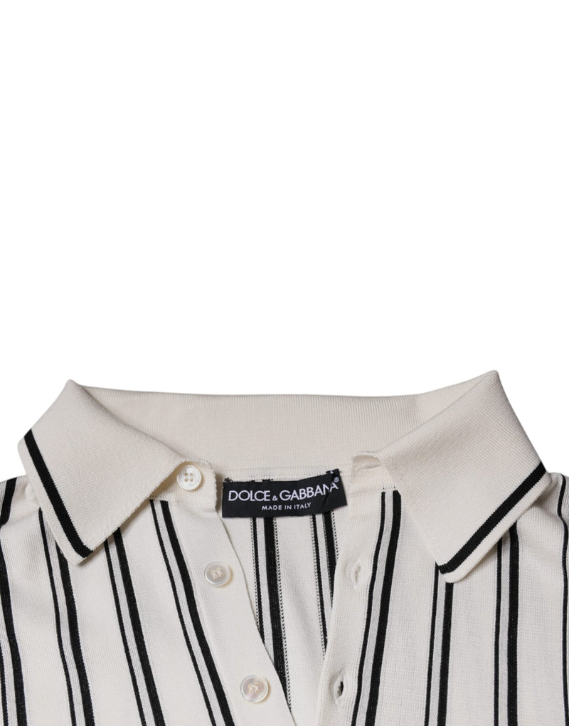 Dolce &amp; Gabbana wit-zwart gestreept polo-shirt met korte mouwen