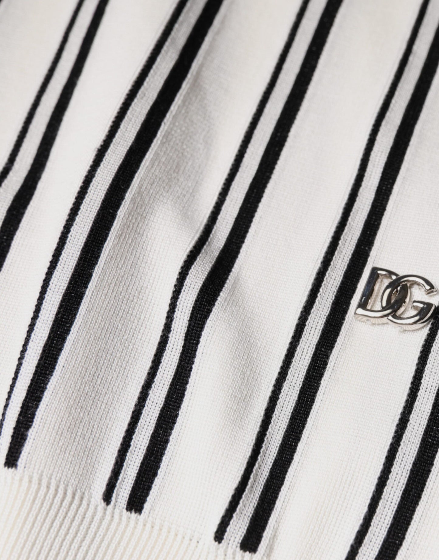 Dolce &amp; Gabbana wit-zwart gestreept polo-shirt met korte mouwen
