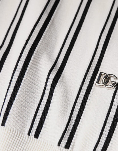 Dolce &amp; Gabbana wit-zwart gestreept polo-shirt met korte mouwen