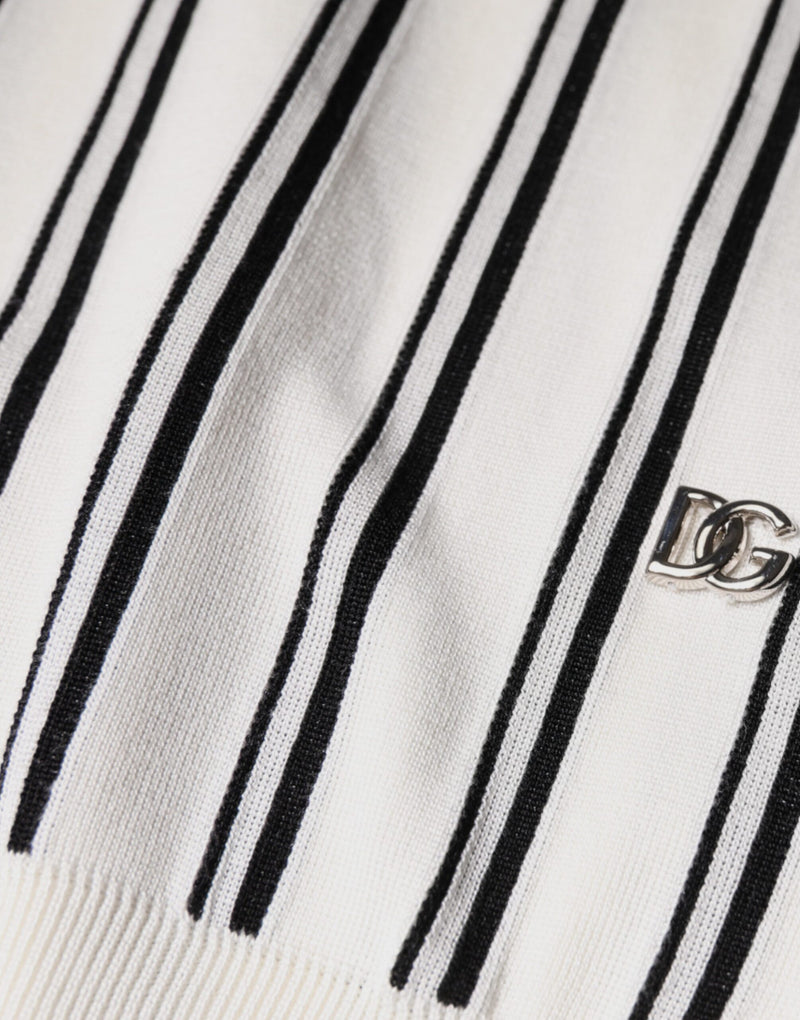 Dolce &amp; Gabbana wit-zwart gestreept polo-shirt met korte mouwen