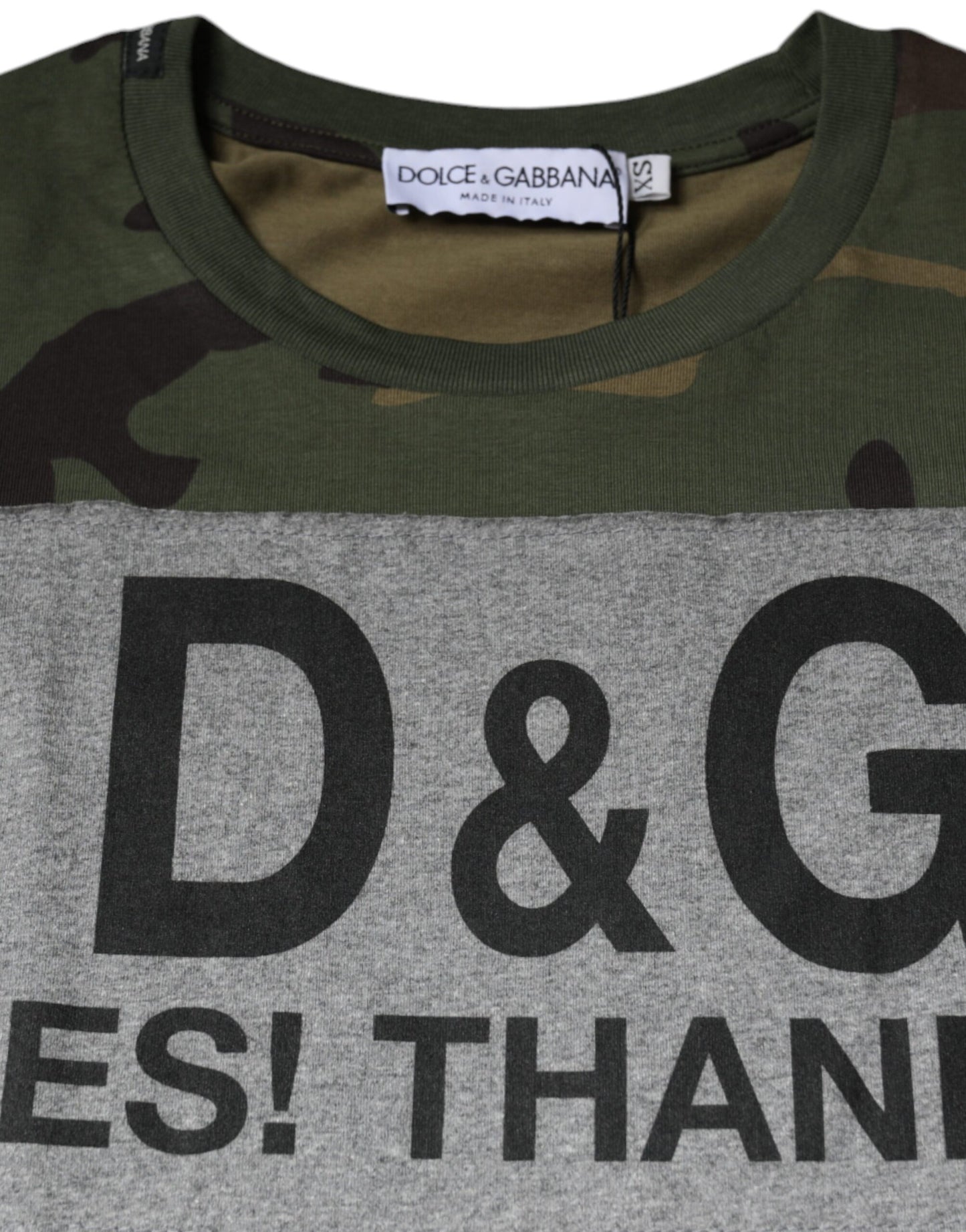 T-shirt en coton à col rond multicolore à motif camouflage de Dolce &amp; Gabbana