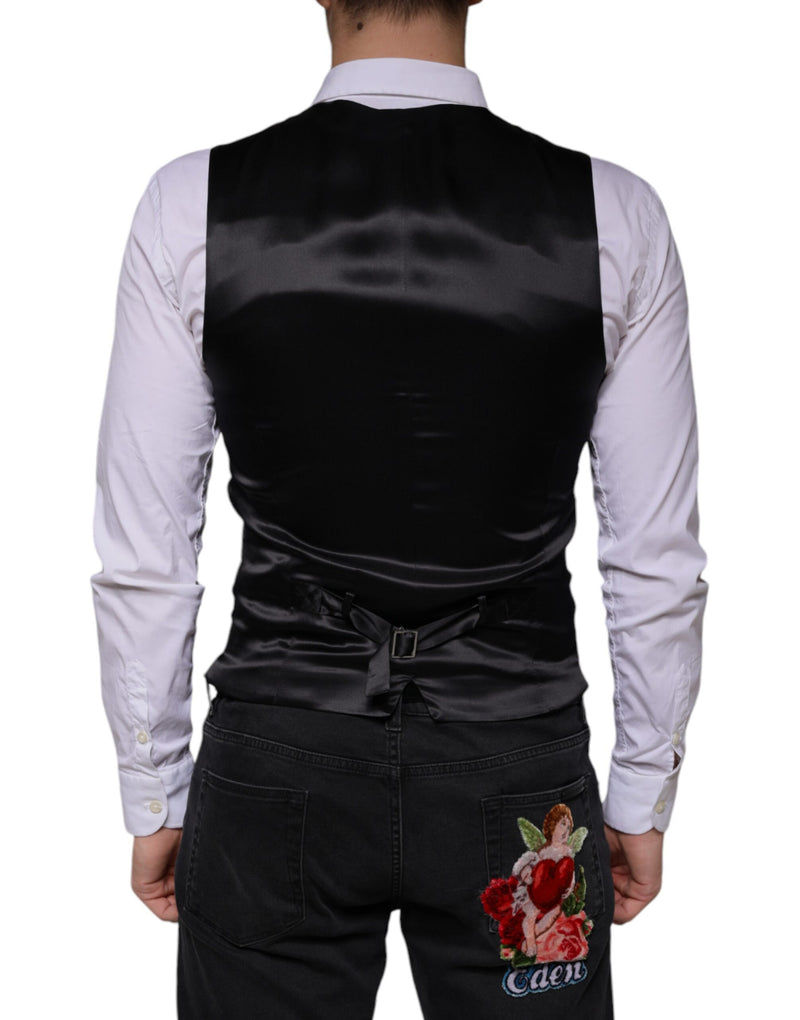 Dolce & Gabbana Black Wool Waistcoat - Elegant Formal Vest