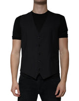 Dolce & Gabbana Black Wool Waistcoat - Elegant Formal Vest