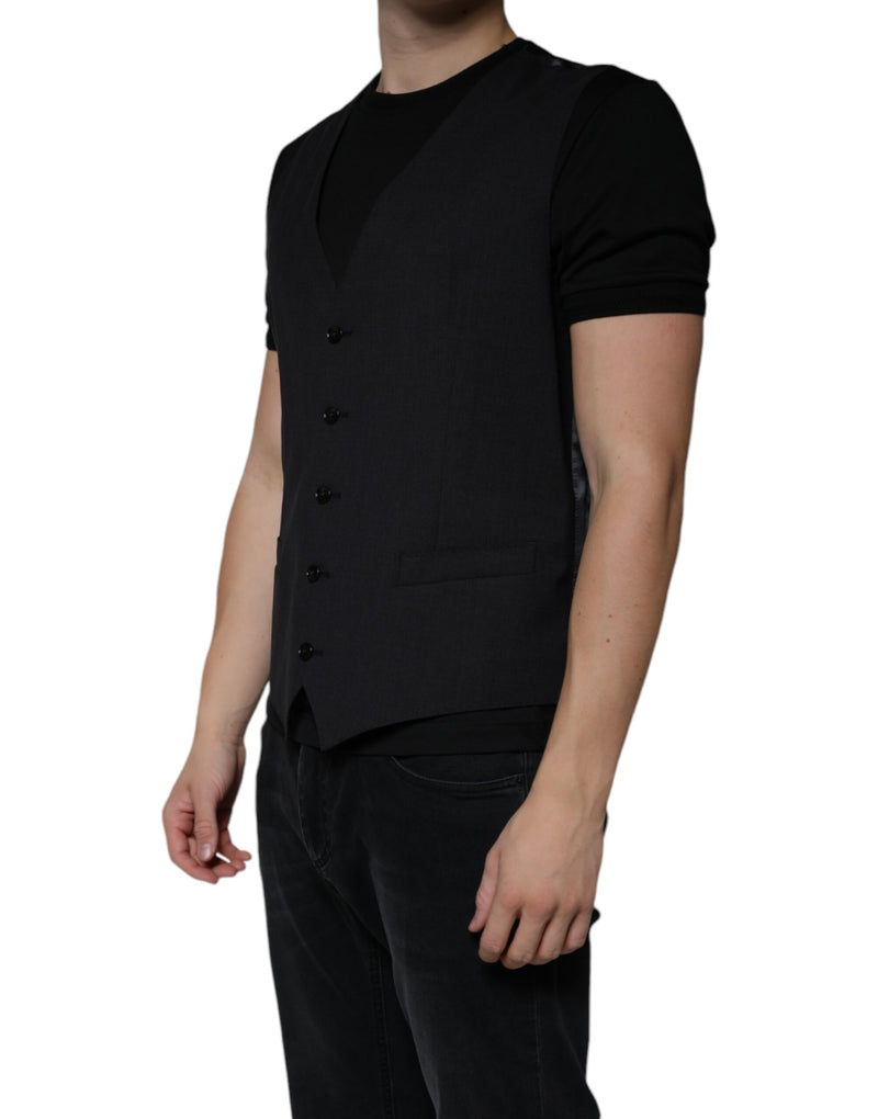 Dolce & Gabbana Black Wool Waistcoat - Elegant Formal Vest