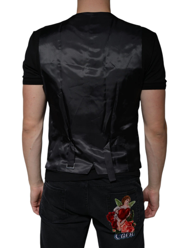 Dolce & Gabbana Black Wool Waistcoat - Elegant Formal Vest