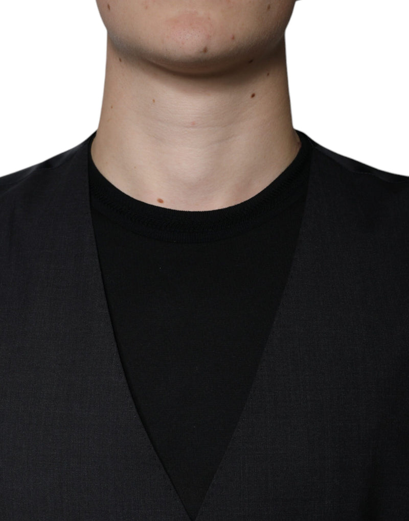 Dolce & Gabbana Black Wool Waistcoat - Elegant Formal Vest