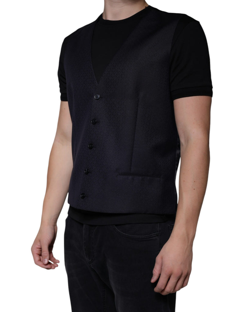 Dolce & Gabbana Black Wool Waistcoat - Elegant Formal Vest