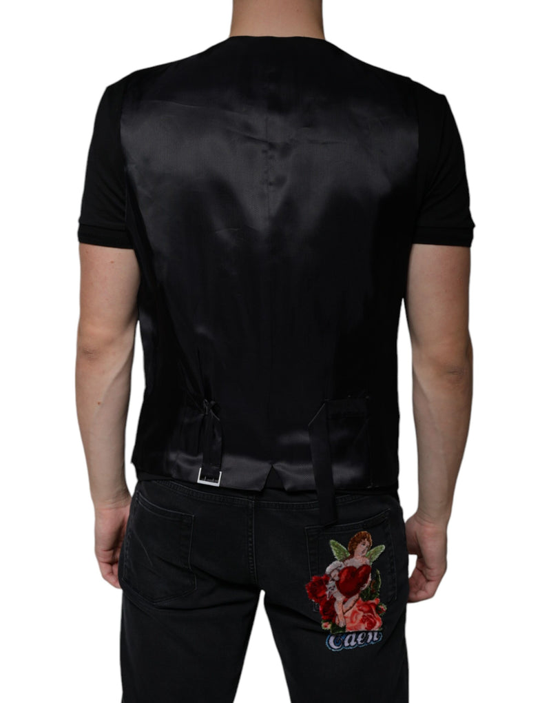 Dolce & Gabbana Black Wool Waistcoat - Elegant Formal Vest