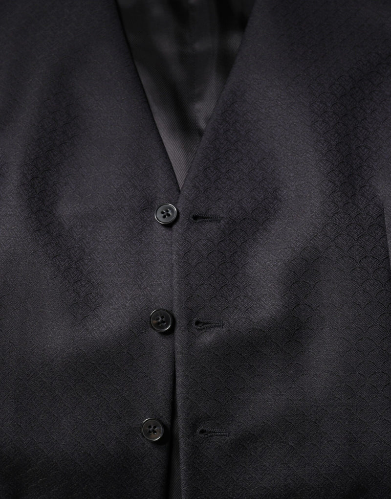 Dolce & Gabbana Black Wool Waistcoat - Elegant Formal Vest